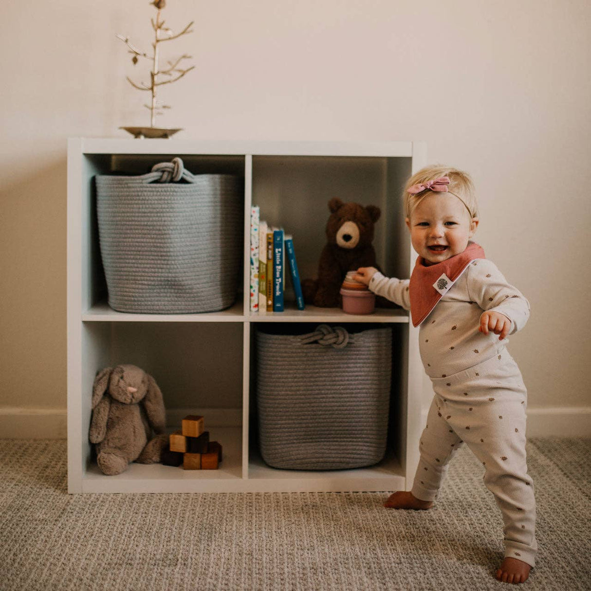 Rope Cube Storage Basket - Gray
