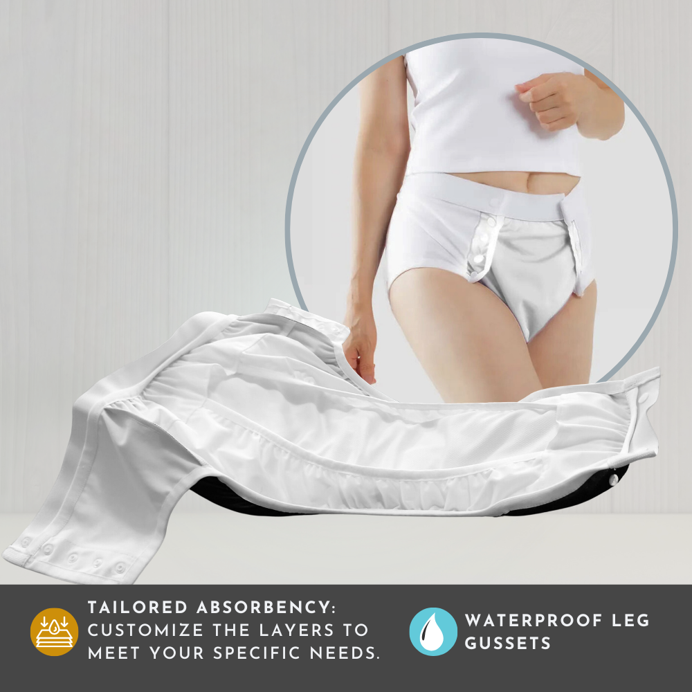 adult diaper with snaps perfect for urinary or fecal incontinence