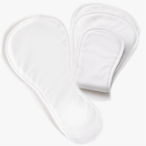 Three white reusable cloth adult diaper pads, used to pad reusable incontinence diapers