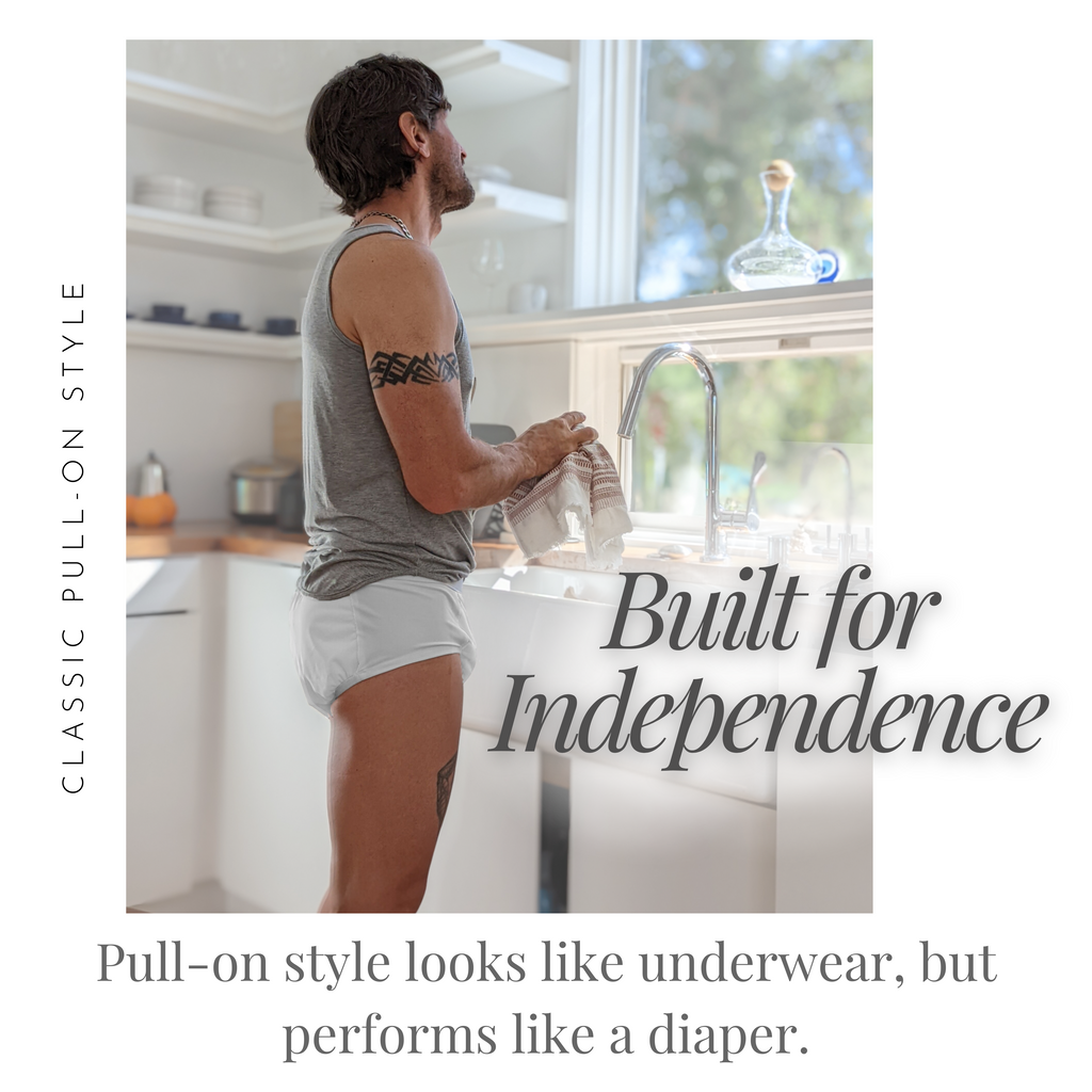 White pull-on Adult cloth diaper for incontinence